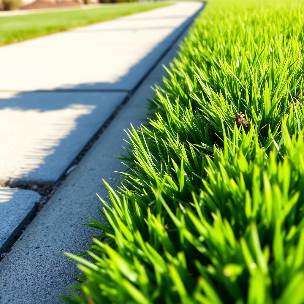 Crisp lawn edging along path